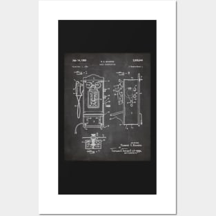 Phone Patent - Telephone Hallway Home Décor Art - Black Chalkboard Posters and Art